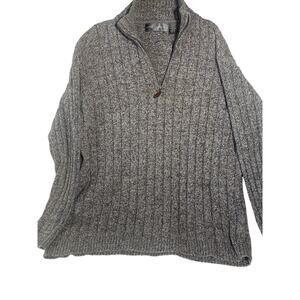 Oscar De La Renta Men's Long Sleeve Pullover Sweater 1/4 Zip Gray Size XL- EUC